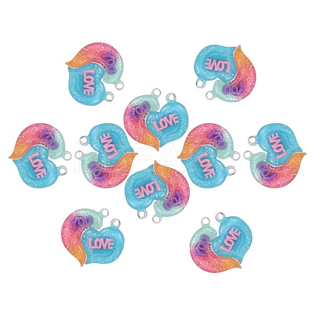 10 Sets Gradient Color Opaque Resin Pendants RESI-SZ0001-91G-1