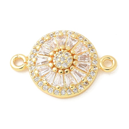 Brass Micro Pave Cubic Zirconia Connector Charms KK-U053-19G-1
