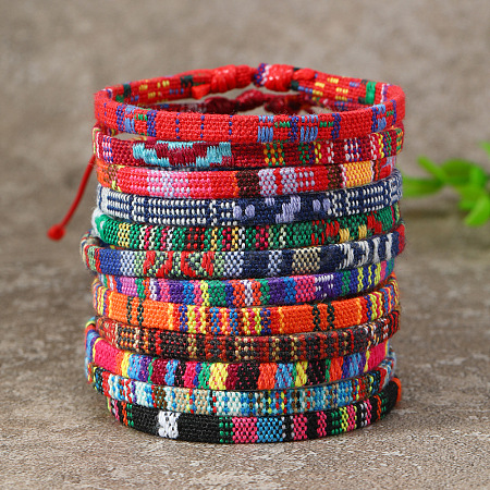12Pcs Bohemian Style Cotton Cord Knitting Braided Anklet Sets FS-WGF0344-06-1