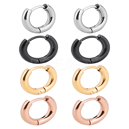 8Pcs 4 Colors 304 Stainless Steel Huggie Hoop Earrings for Women and Men EJEW-LP0001-10-1
