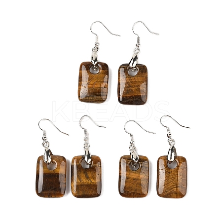 Natutal Tiger Eye Dangle Earrings EJEW-F343-E08-1