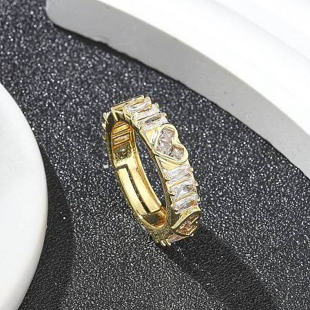 Rack Plating Brass Micro Pave Clear Cubic Zirconia Adjustable Finger Rings for Women RJEW-M028-82G-1