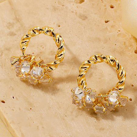 Chic Fashionable Luxe Women's Brass Rhinestone Twisted Stud Earrings LQ2144-1-1