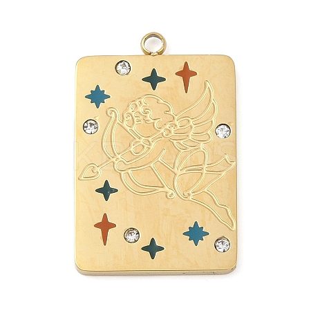 304 Stainless Steel Rhinestones Pendants STAS-D306-01G-I-1