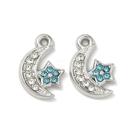 304 Stainless Steel Rhinestone Pendants STAS-L308-02C-P-1