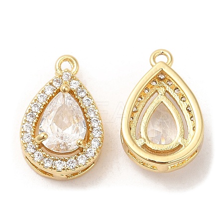 Brass and Clear Cubic Zirconia Pendants ZIRC-Q202-11G-1