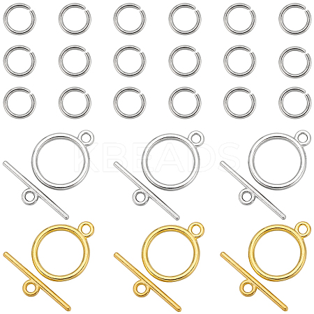 SUNNYCLUE 60Pcs 2 Colors Tibetan Style Alloy Toggle Clasps FIND-SC0008-20-1