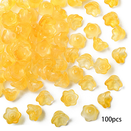 100Pcs Transparent Two Tone Spray Painted Glass Bead Caps GLAA-YW0005-18E-1
