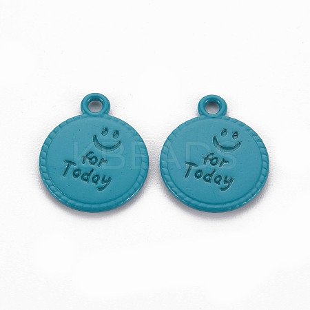 Spray Painted Alloy Pendants PALLOY-Q433-030B-RS-1