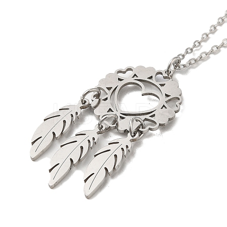 Non-Tarnish 201 Stainless Steel Pendnat Necklace with Cable Chains LS-NJEW-E102-01P-03-1