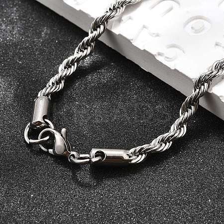 Tarnish Resistant Trendy Men's 304 Stainless Steel Rope Chain Necklaces NJEW-M072-D-02-1