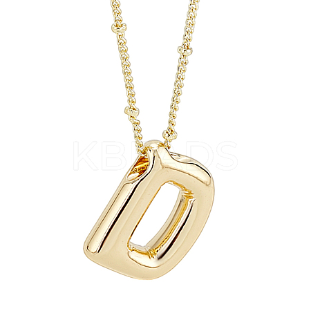 1pc Brass Chain with Alloy Letter Pendants Necklaces NJEW-LP0001-41D-G-1