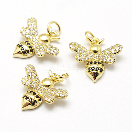 Brass Micro Pave Grade AAA Cubic Zirconia Charms X-ZIRC-P072-02G-NR-1