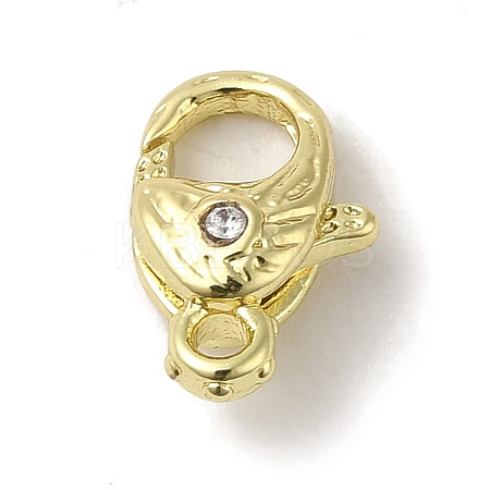Brass Micro Pave Clear Cubic Zirconia Lobster Claw Clasps KK-K371-11B-G-1