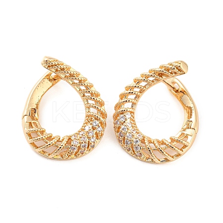 Rack Plating Brass with Cubic Zirconia Hoop Earrings for Women EJEW-G363-03KCG-1