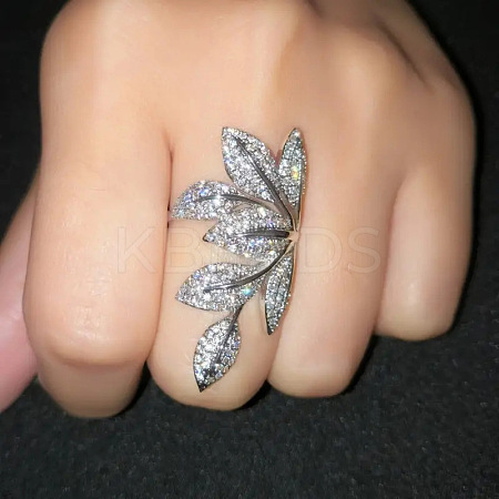 Brass Micro Pave Clear Cubic Zirconia Finger Rings FS-WG77E03-04-1