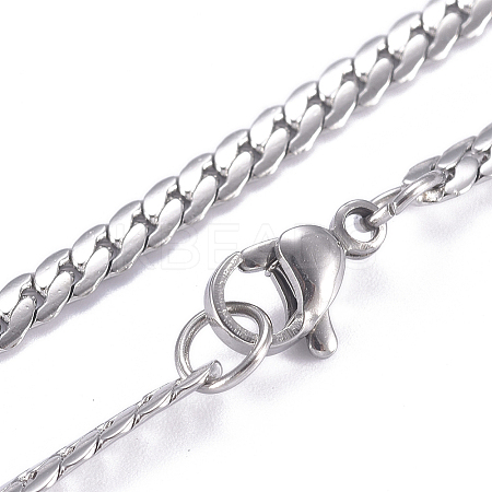 Non-Tarnish Men's 304 Stainless Steel Cuban Link Chain Necklaces LS-NJEW-G340-01P-1