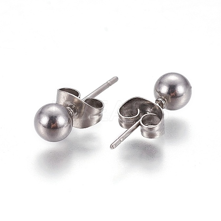 Tarnish Resistant 304 Stainless Steel Ball Stud Earrings LS-EJEW-F0061-06E-P-1