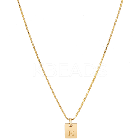 1Pc Stainless Steel Letter Rectangle Pendant Necklaces NJEW-LP0001-34E-G-1