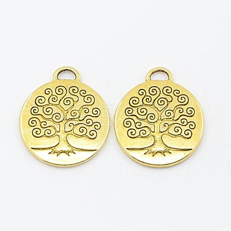 Tibetan Style Alloy Tree of Life Pendants TIBEP-19040-AG-RS-1