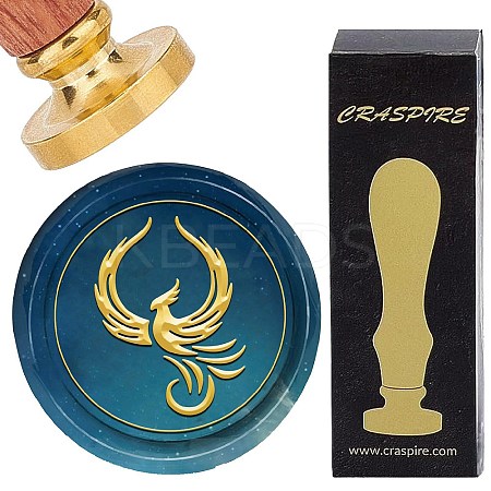 Brass Wax Seal Stamp with Wood Handle AJEW-WH0412-0280-1