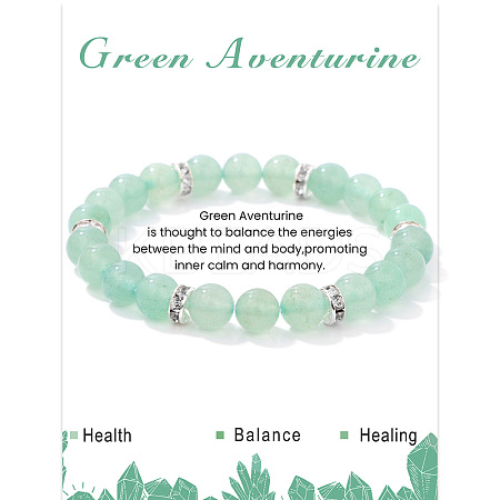 Natural Green Aventurine Round Beaded Stretch Bracelets for Women Men IS6879-7-1