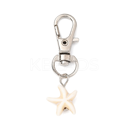 Synthetic Turquoise  Starfish Pendant Decorations HJEW-JM01580-02-1