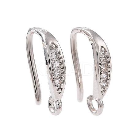 Brass Micro Pave Clear Cubic Zirconia Ear Hooks ZIRC-P100-05P-1