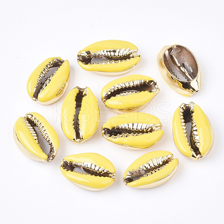Electroplated Cowrie Shell Beads SSHEL-T008-11G-07-1