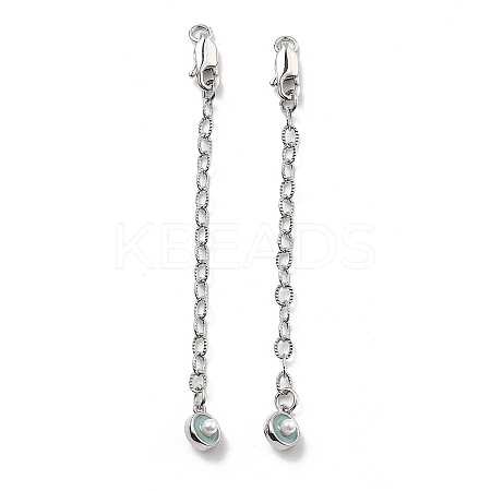 Brass Enamel ABS Imtation Pearl End with Chain KK-B129-27P-03-1