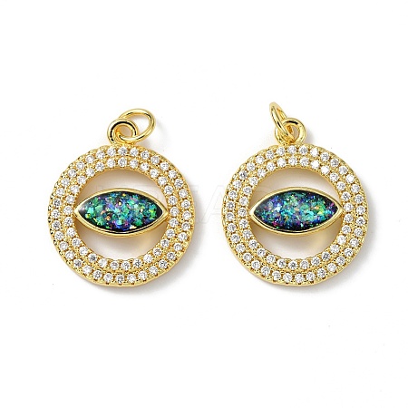 Brass Micro Pave Cubic Zirconia Pendants X-KK-A197-10G-1