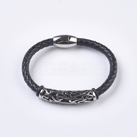 Men's Braided Leather Cord Bracelets BJEW-P194-02-1