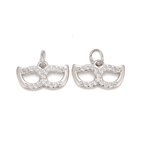 Rack Plating Brass Cubic Zirconia Pendants ZIRC-C031-01P-1