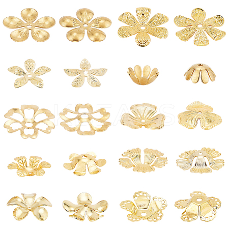   100Pcs 10 Styles Brass Bead Caps for DIY Hair Decoration Accessories KK-PH0005-72-1