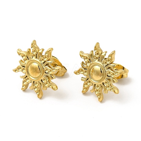 Ion Plating(IP) 304 Stainless Steel Sun Stud Earrings for Women EJEW-I281-21G-1
