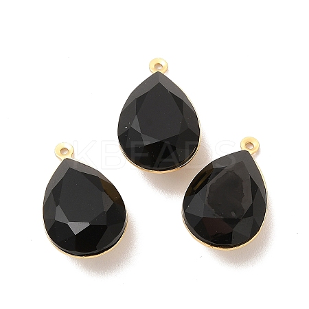 Real 18K Gold Plated Brass with Glass Pendants KK-177-22G-08-1