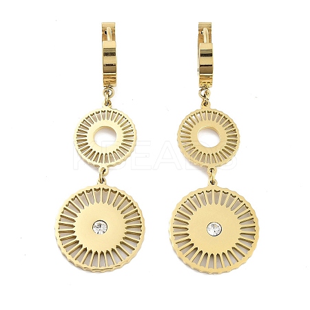 Flat Round 304 Stainless Steel Dangle Earrings EJEW-L283-059G-1