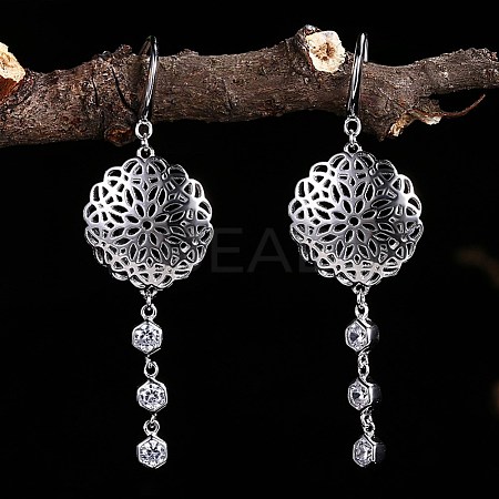 925 Sterling Silver Dangle Earrings EJEW-BB32579-1
