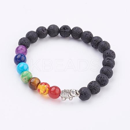 Natural Lava Rock Stretch Bracelets BJEW-P180-A02-1