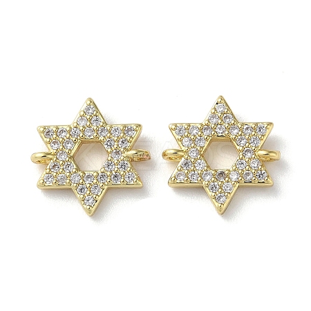 Rack Plating Brass Micro Pave Clear Cubic Zirconia Connector Charms KK-P245-03G-1