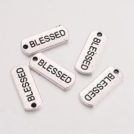 Tibetan Style Alloy Rectangle with Word Blessed Pendants TIBEP-Q043-060-RS-1