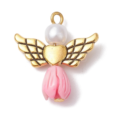 Resin Imitation Pearl Pendants PALLOY-JF02565-09-1