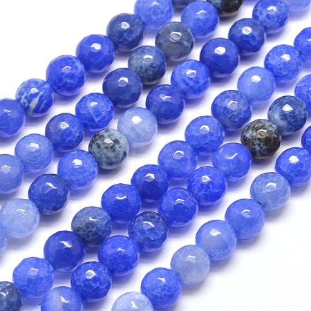Dyed Natural Agate Faceted Round Beads Strands X-G-E267-11-1