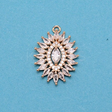 Brass Micro Pave Clear Cubic Zirconia Pendants ZIRC-WH0007-003-1