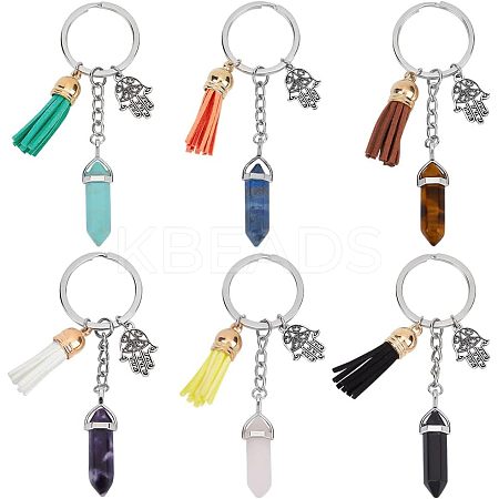 Synthetic & Natural Gemstone Bullet Keychain KEYC-NB0001-43-1
