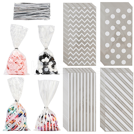 100Pcs 4 Styles Rectangle Plastic Candy Bags ABAG-WH20013-19C-1