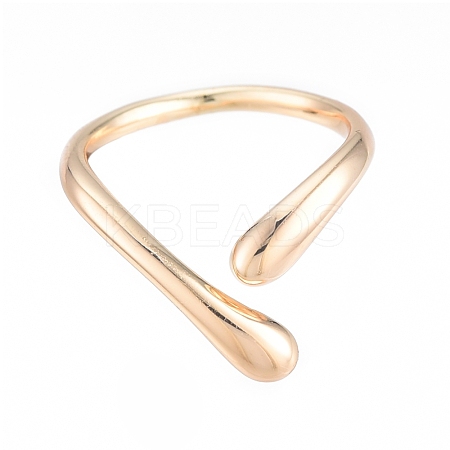 Brass Teardrop Open Cuff Ring for Women RJEW-T001-90G-1