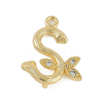 Brass Crystal Rhinestone Letter Links Connector Charms KK-S395-06G-S-1