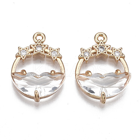 Faceted Transparent Glass Pendants GLAA-T020-18H-1