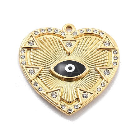 304 Stainless Steel Enamel Rhinestone Pendants RESI-R155-020G-01-1